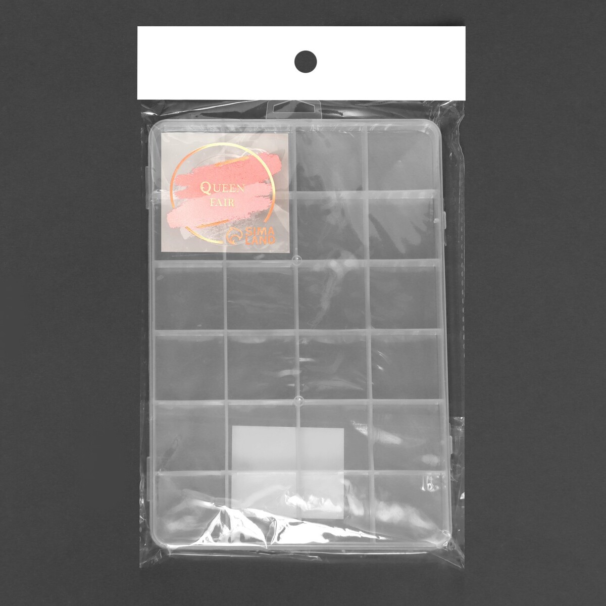 фото Органайзер для декора, 24 ячейки, 19 × 13 × 1,8 см, цвет прозрачный queen fair