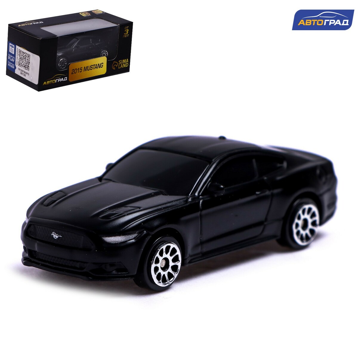 Машина металлическая ford mustang, 1:64, цвет черный матовый he xiang remote control car key shell case for ford ford range edge explorer fusion mustang lincoln mkc mkx mkz replacement card