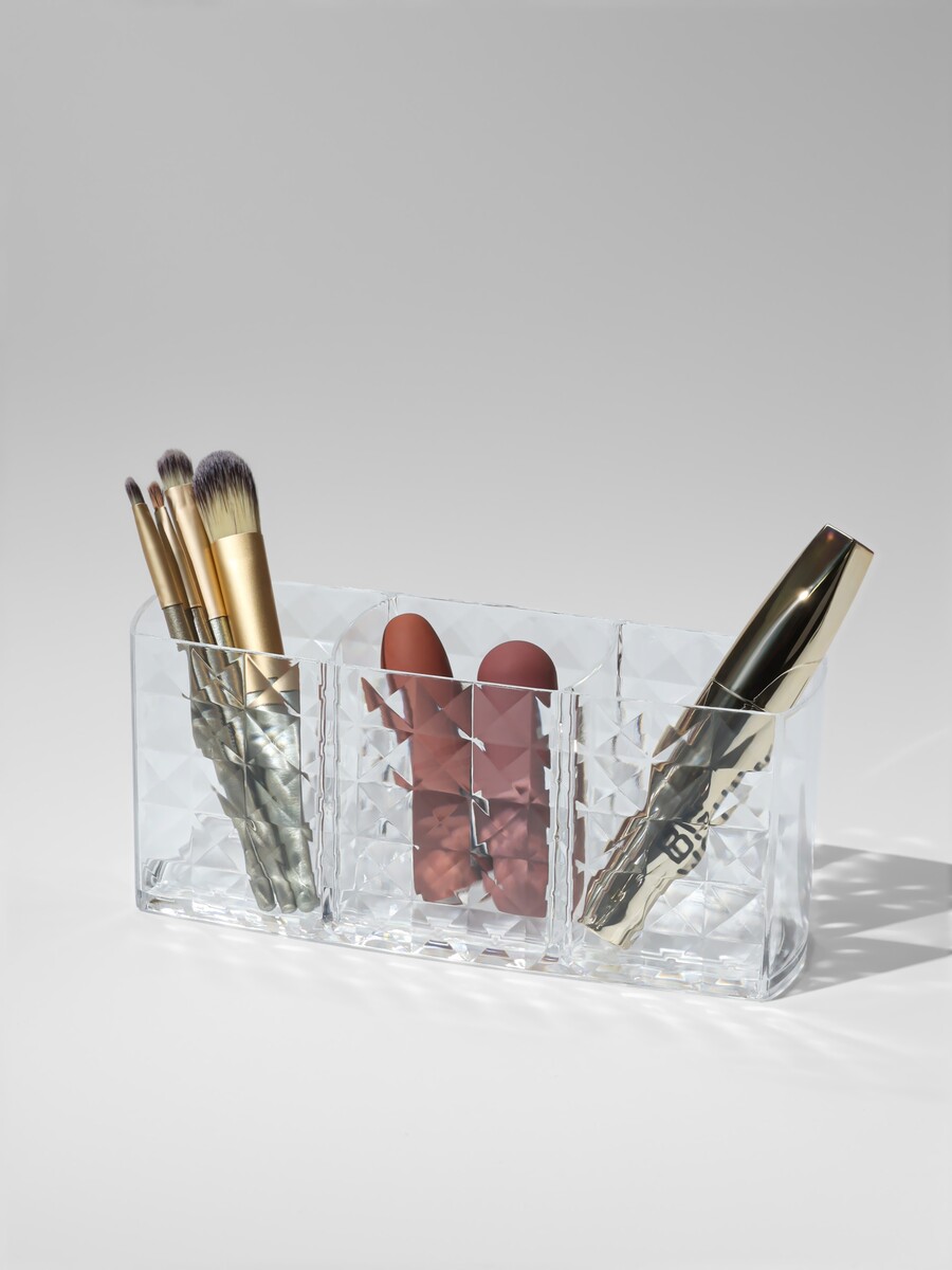 

Органайзер для хранения косметики, 3 секции, 18.5×5.5×8 см, прозрачный