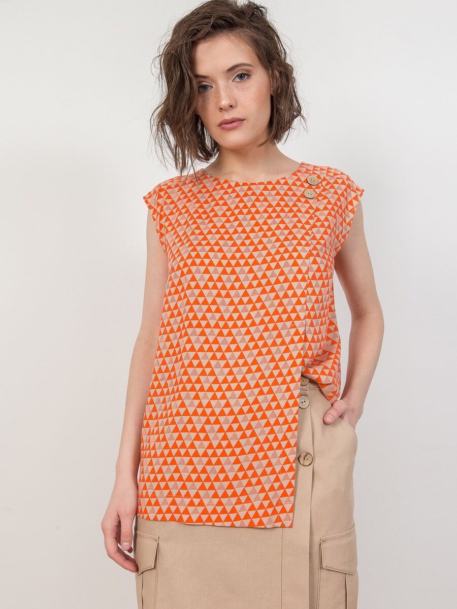 Блуза PRIZ, размер 42, цвет оранжевый 0949485 - фото 4