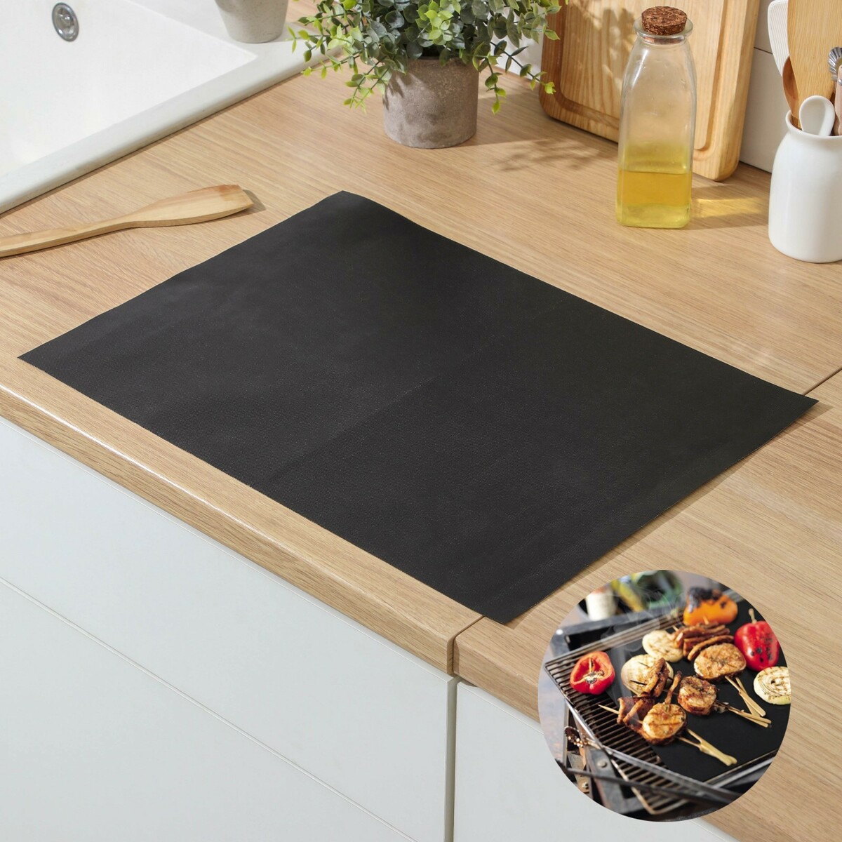 Коврик антипригарный для гриля доляна, 33×45 см, цвет черный решетка для гриля 350х400 мм камская посуда чугун реш350