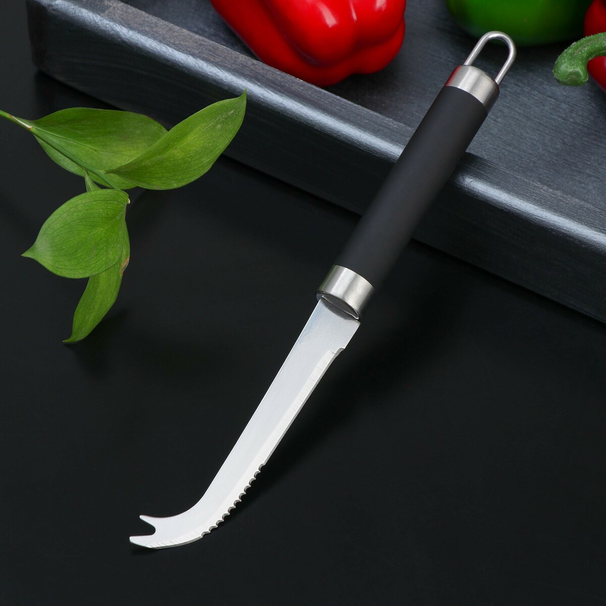 Нож для сыра доляна venus, нержавеющая сталь, цвет черный нож для масла доляна venus нержавеющая сталь 25 см