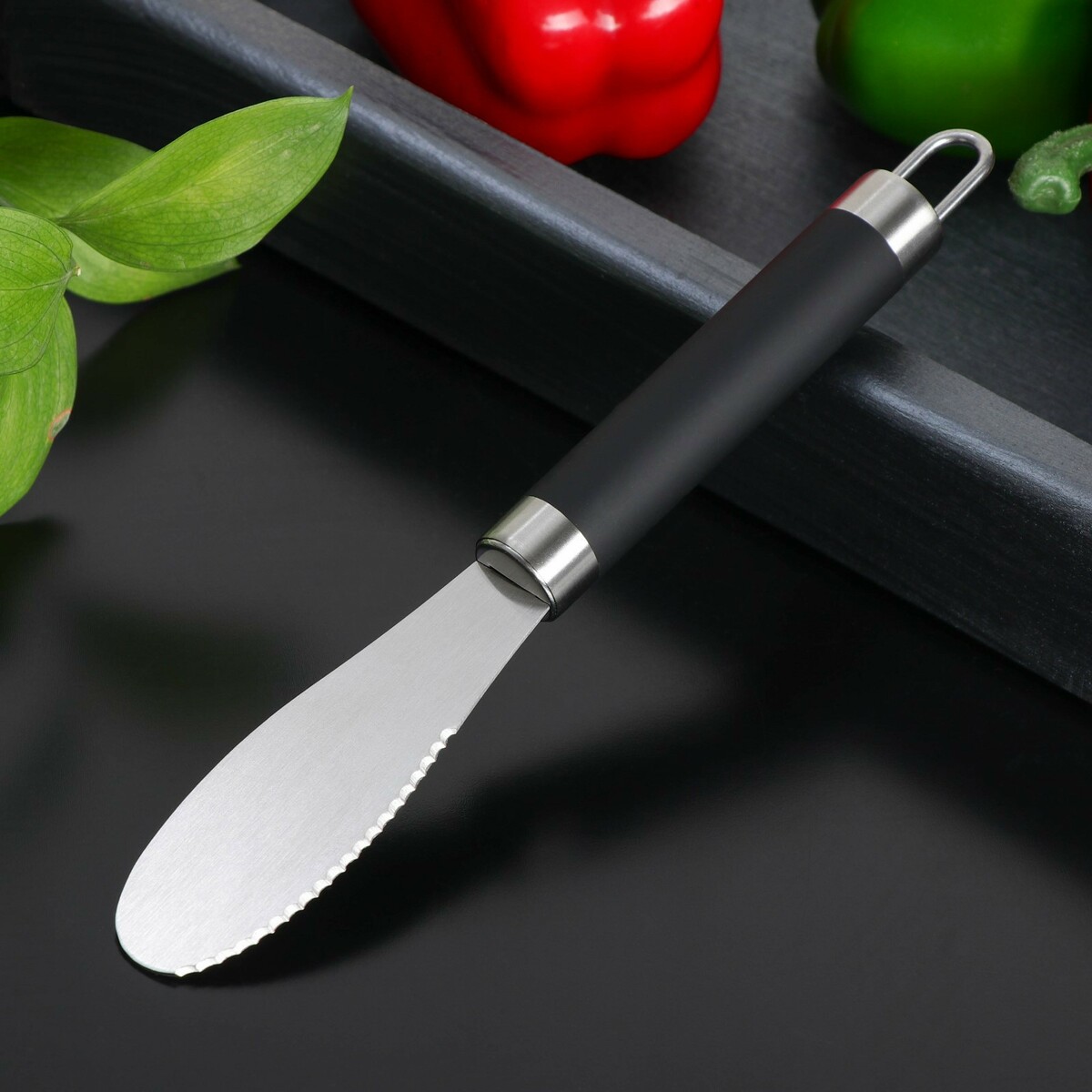 Нож для масла доляна venus, нержавеющая сталь, 25 см, цвет черный лопатка скребок доляна venus нержавеющая сталь