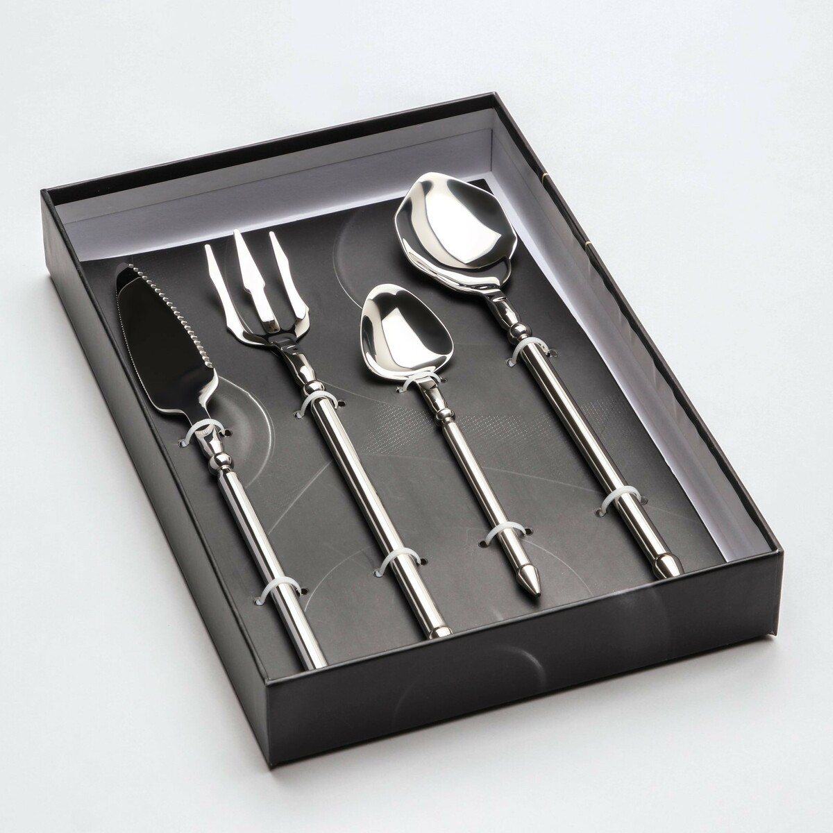 фото Набор столовых приборов из нержавеющей стали magistro ocean, 4 предмета, цвет серебряный