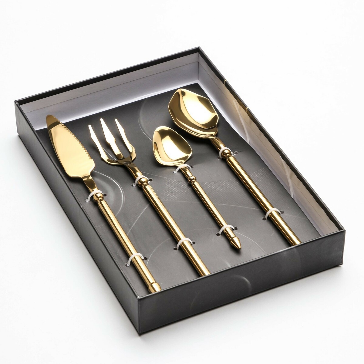 фото Набор столовых приборов из нержавеющей стали magistro ocean, 4 предмета, цвет золотой