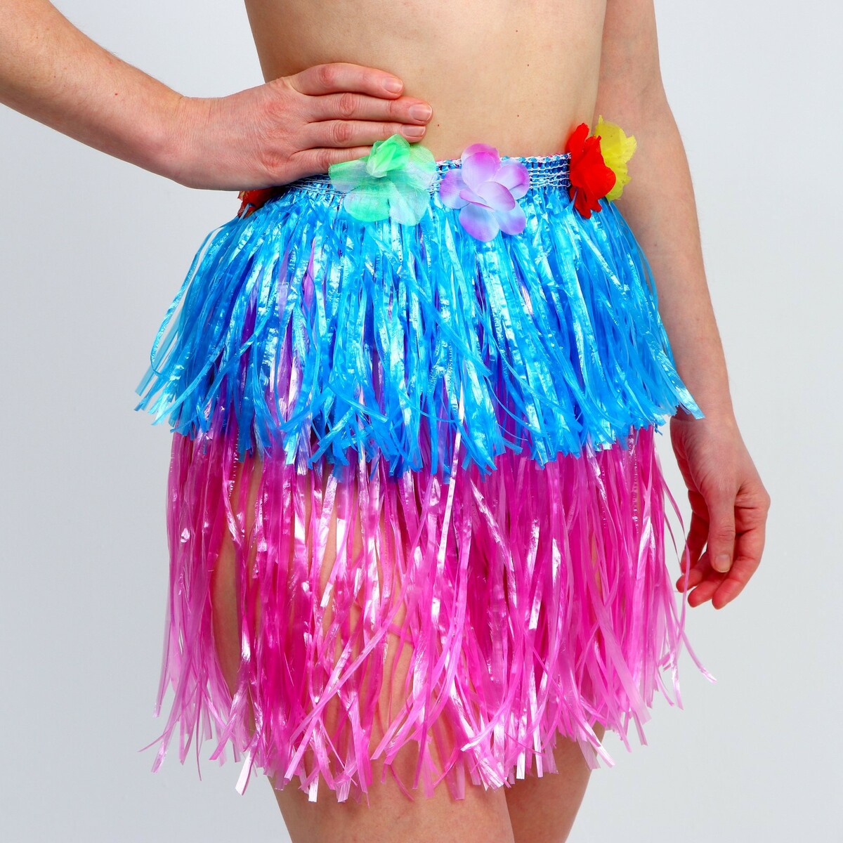 Гавайская юбка, 40 см, двухцветная голубо-розовая гавайская юбка 60 см желтый