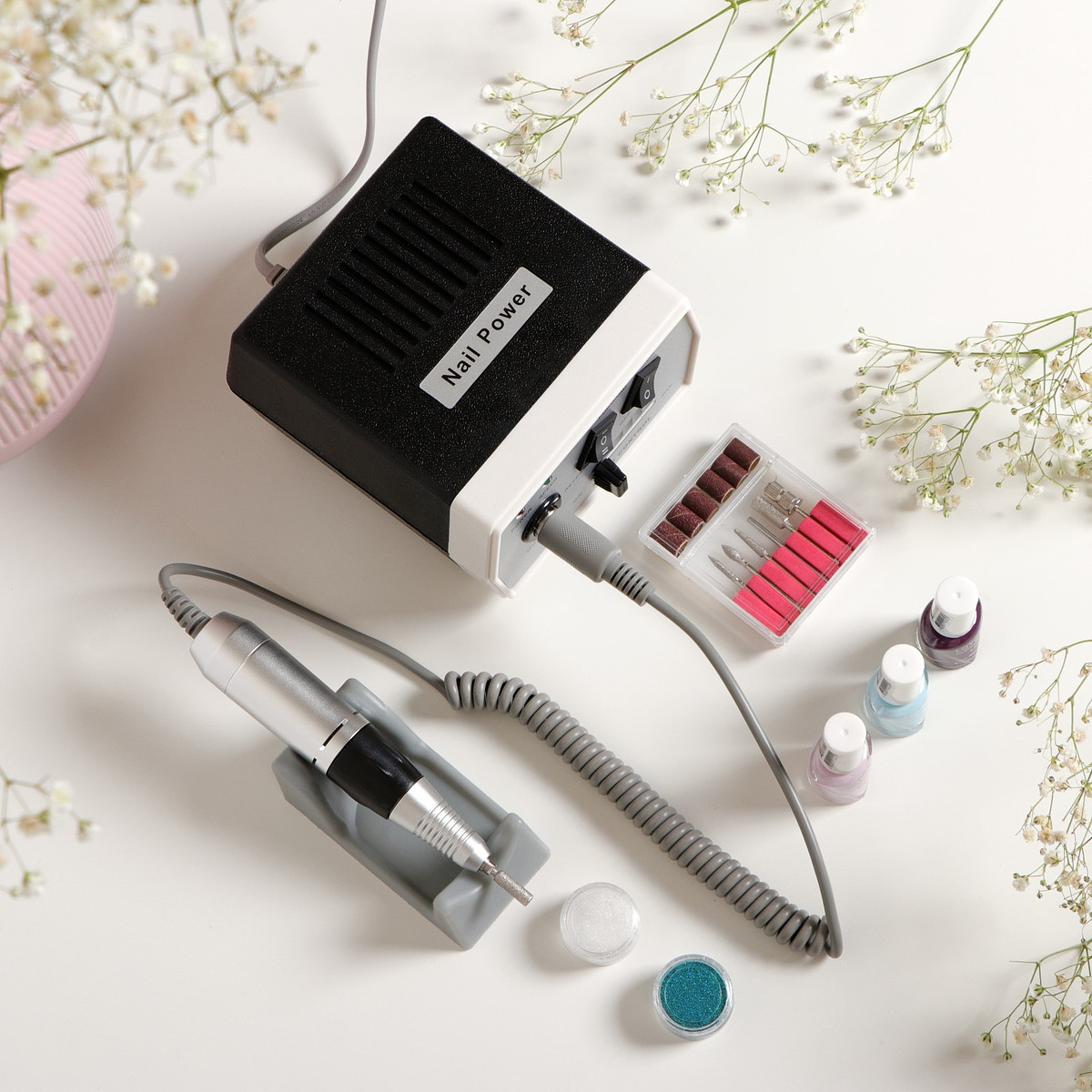 

Аппарат для маникюра luazon lmh-03, 6 насадок, 35 вт, до 30000 об/мин, бело-черная, Черный;белый