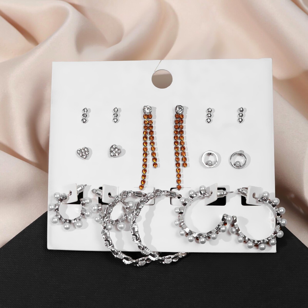 Серьги набор 8 пар NO Brand