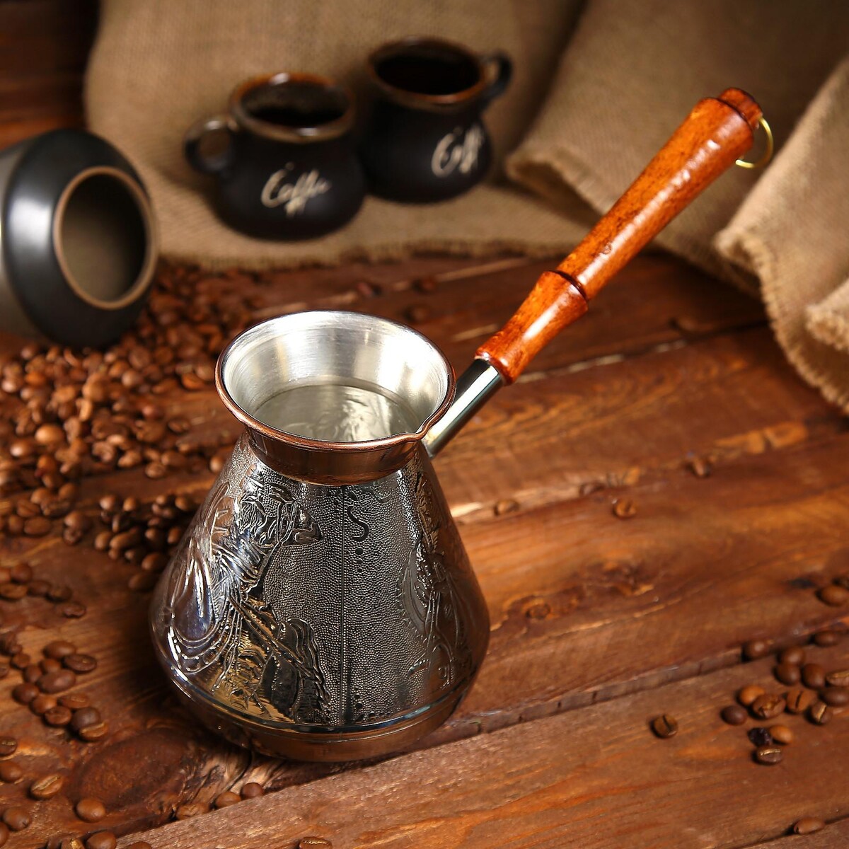 Турка для кофе медная турка керамическая 500 мл мир кофе восточная мозаика