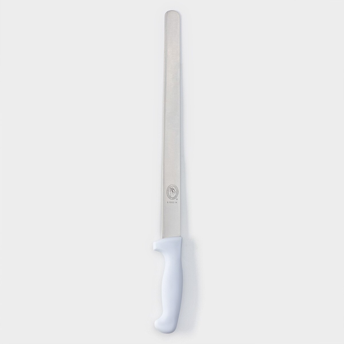 Нож для бисквита, ровный край, ручка пластик, рабочая поверхность 30 см ( нож для бисквита двусторонний с крупными зубцами и ровным краем лезвие 25 см толщина лезвия 0 9 мм