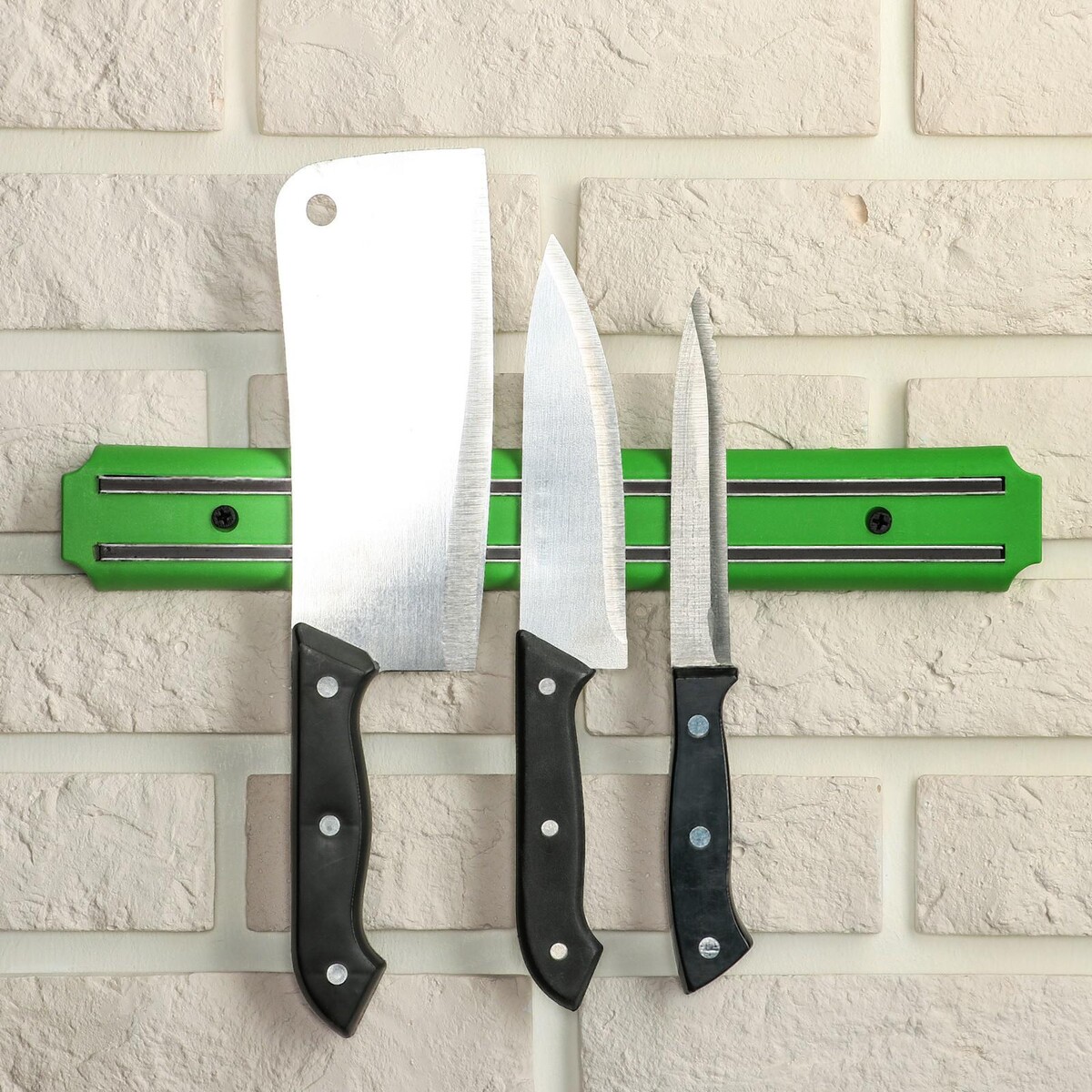 Держатель для ножей магнитный, 33 см, цвет зеленый держатель для ножей магнитный доляна 38 см зелёный