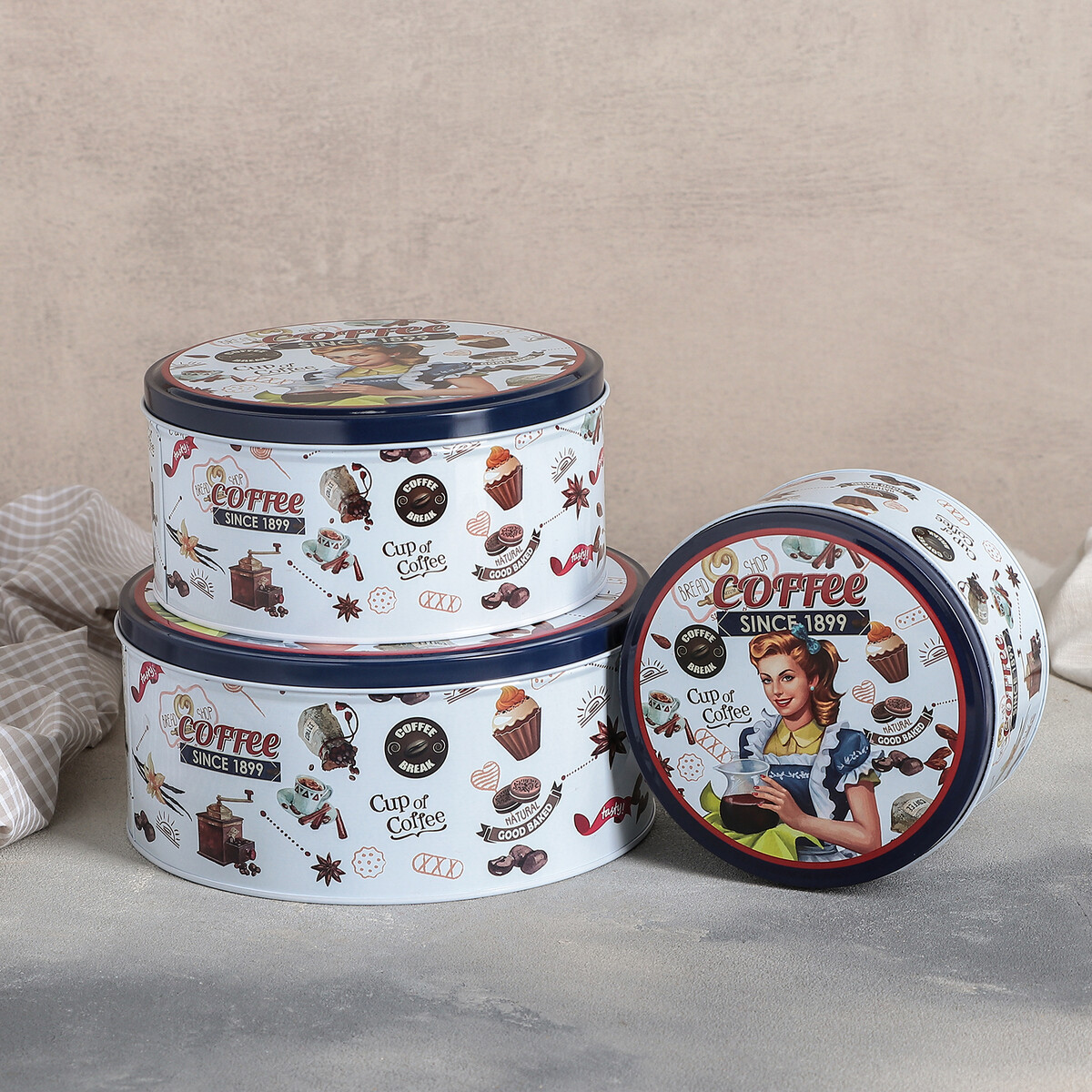 

Набор банок для сыпучих продуктов coffee, 20×9/16,5×8/13,5×7 см, 3 шт, Разноцветный