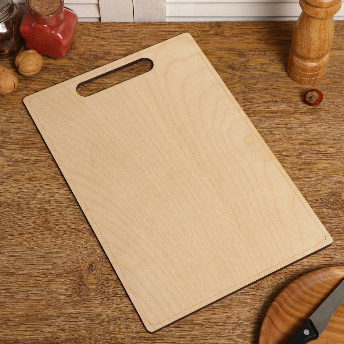 Доска разделочная двухсторонняя, прямоугольная, ручка вырез, 34×23×0.6 см расческа перепендикулярная wood двухсторонняя деревянная ручка