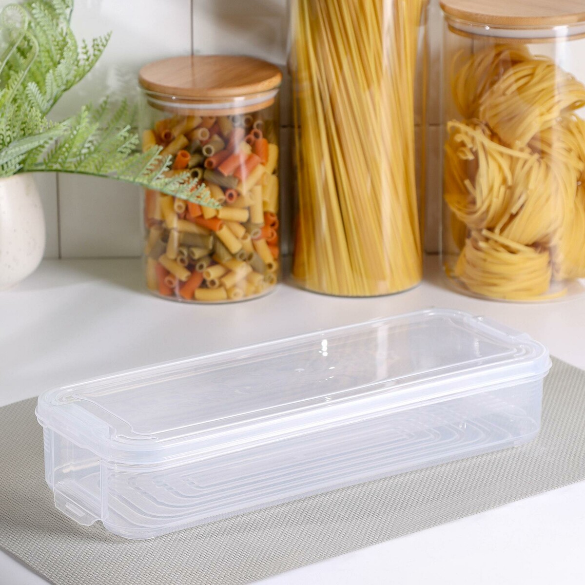 

Контейнер пластиковый для хранения продуктов, 30×12×5,5 см, цвет прозрачный
