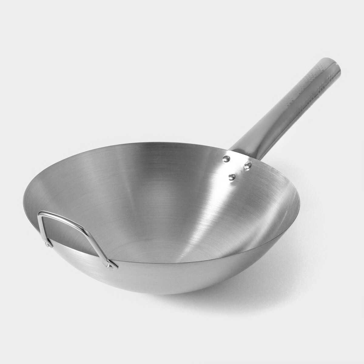 Сковорода-wok, chief, d=30 см, с ручкой No brand, цвет серебристый 0978647 - фото 3