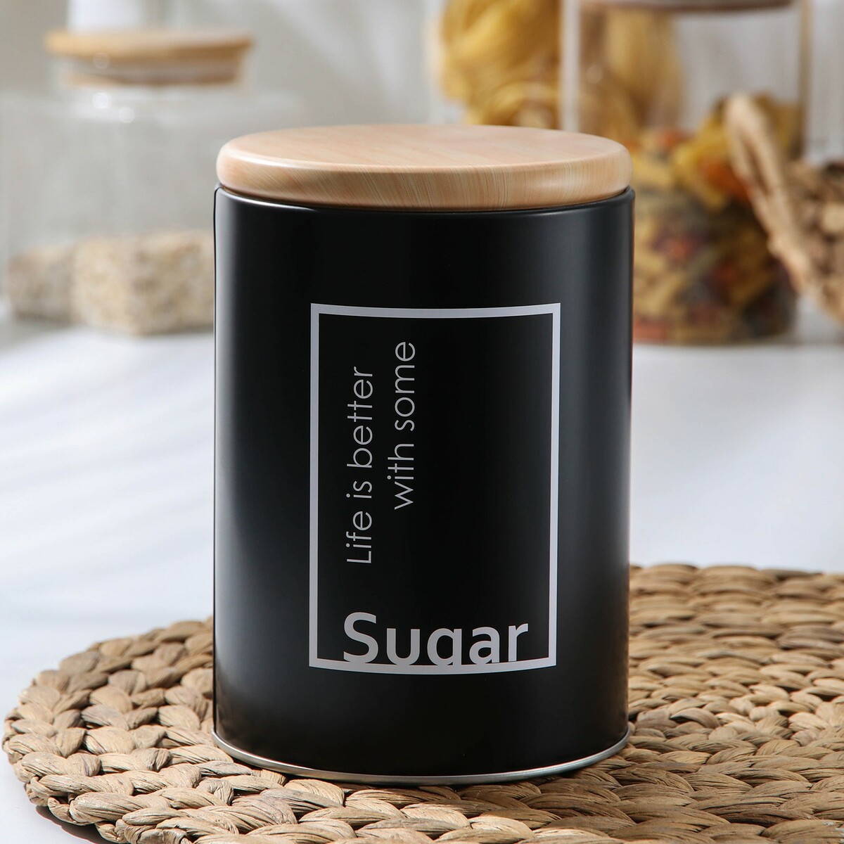Банка для сыпучих продуктов сахар lifestyle, 11×11×15,5 см банка для сыпучих продуктов доломит 0 55 л с крышкой daniks сахар классик hc3d01b n1