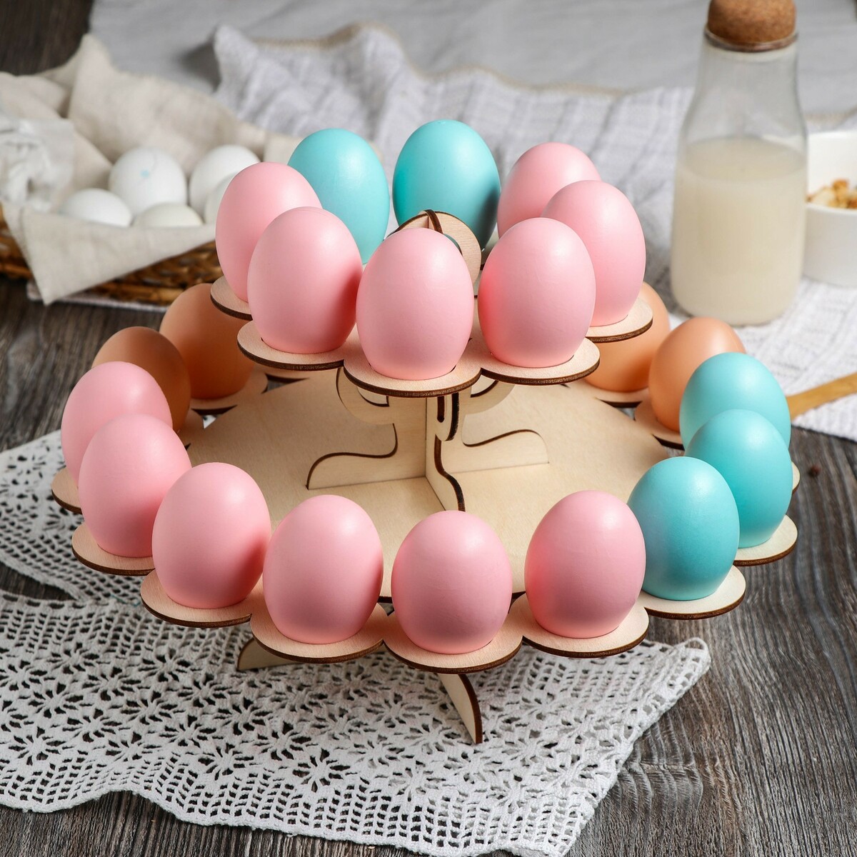 Подставка для яиц пасхальная, 2-х ярусная, 24 ячейки, 30×30×20 см пасхальная подставка на 8 яиц и кулич