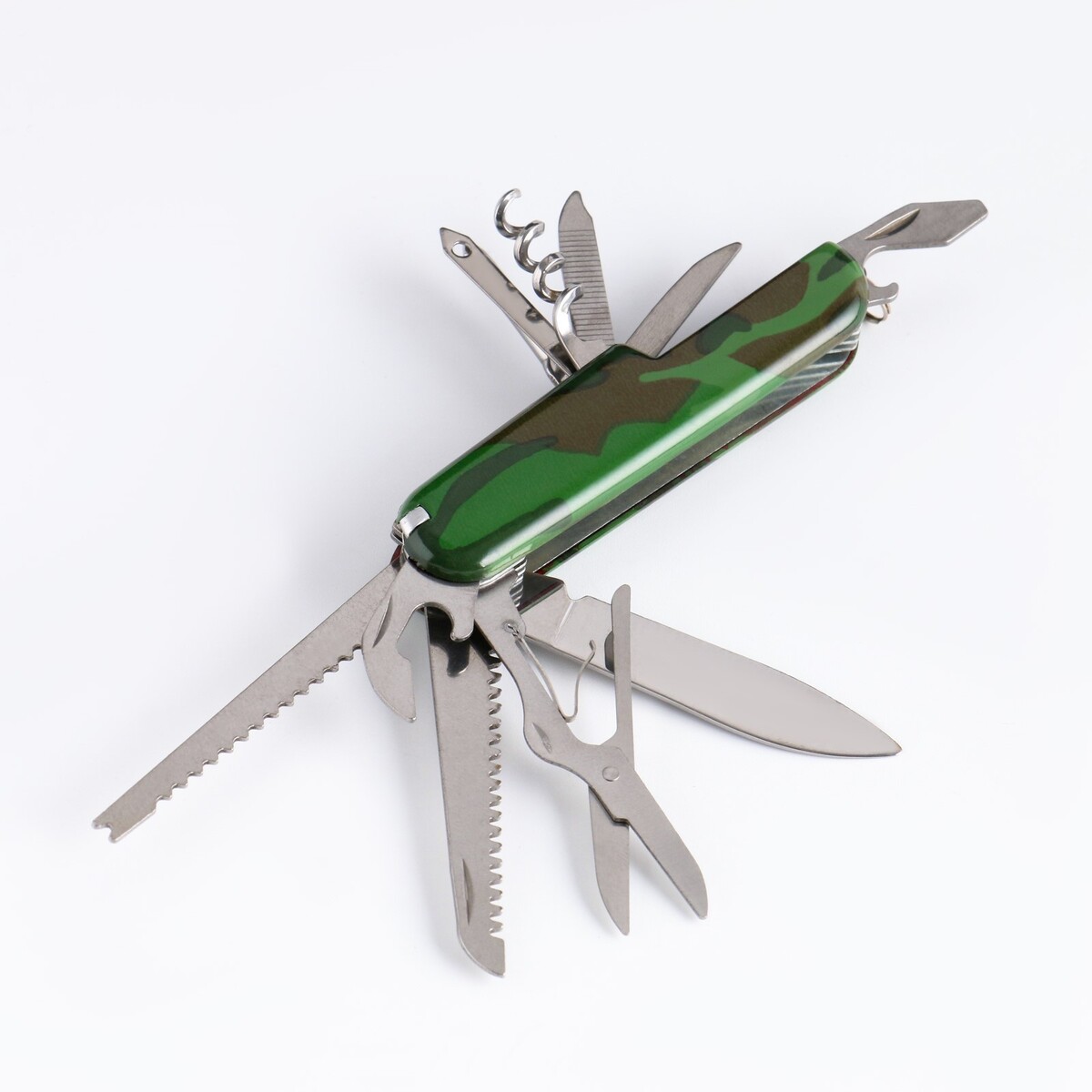 фото Нож швейцарский камуфляж зеленый 12в1 no brand