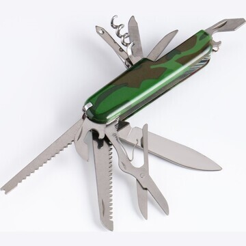 Нож швейцарский камуфляж зеленый 12в1
