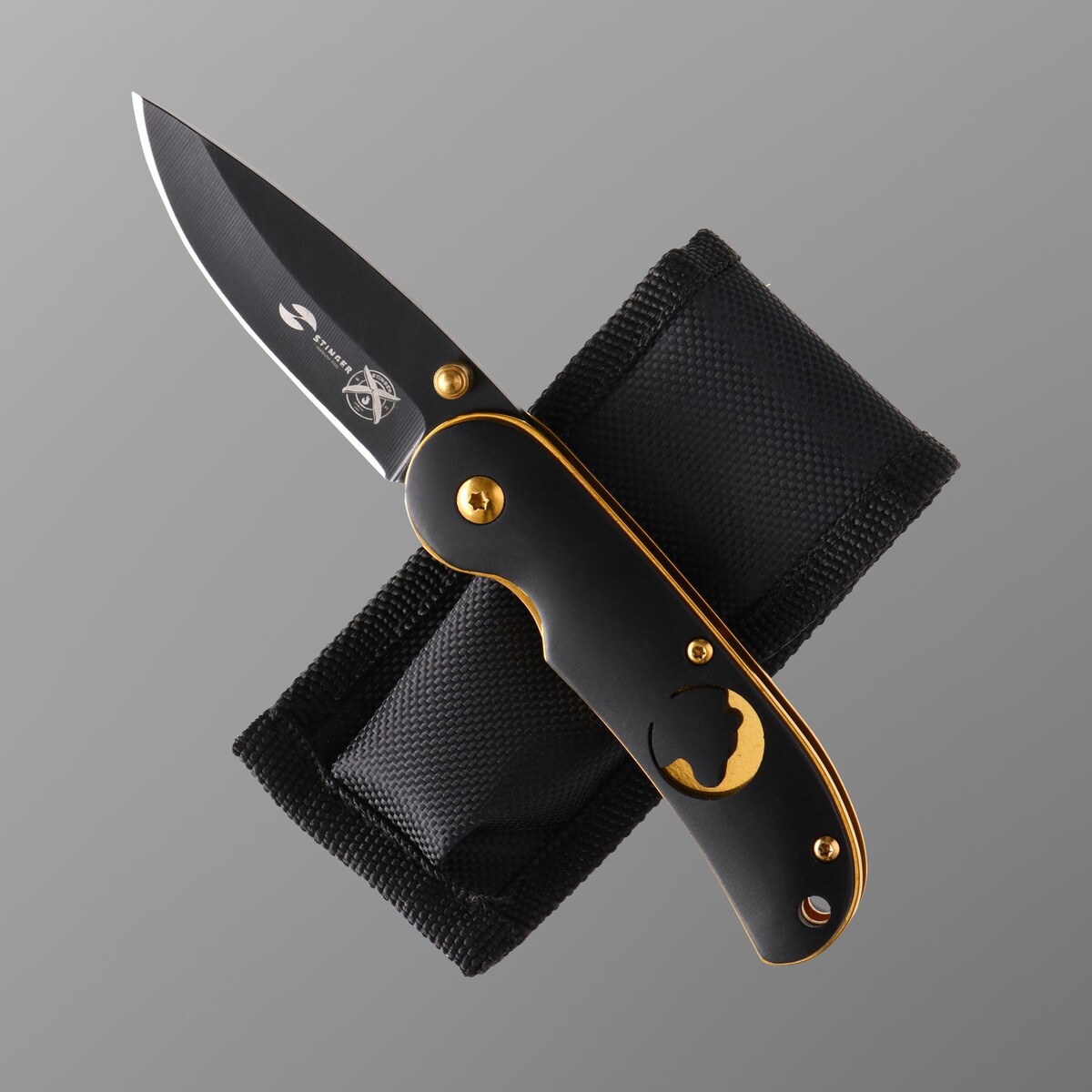 Складной нож stinger с клипом, 70 мм, рукоять: сталь, дерево, коробка картон наушники kingston hyperx cloud stinger core black