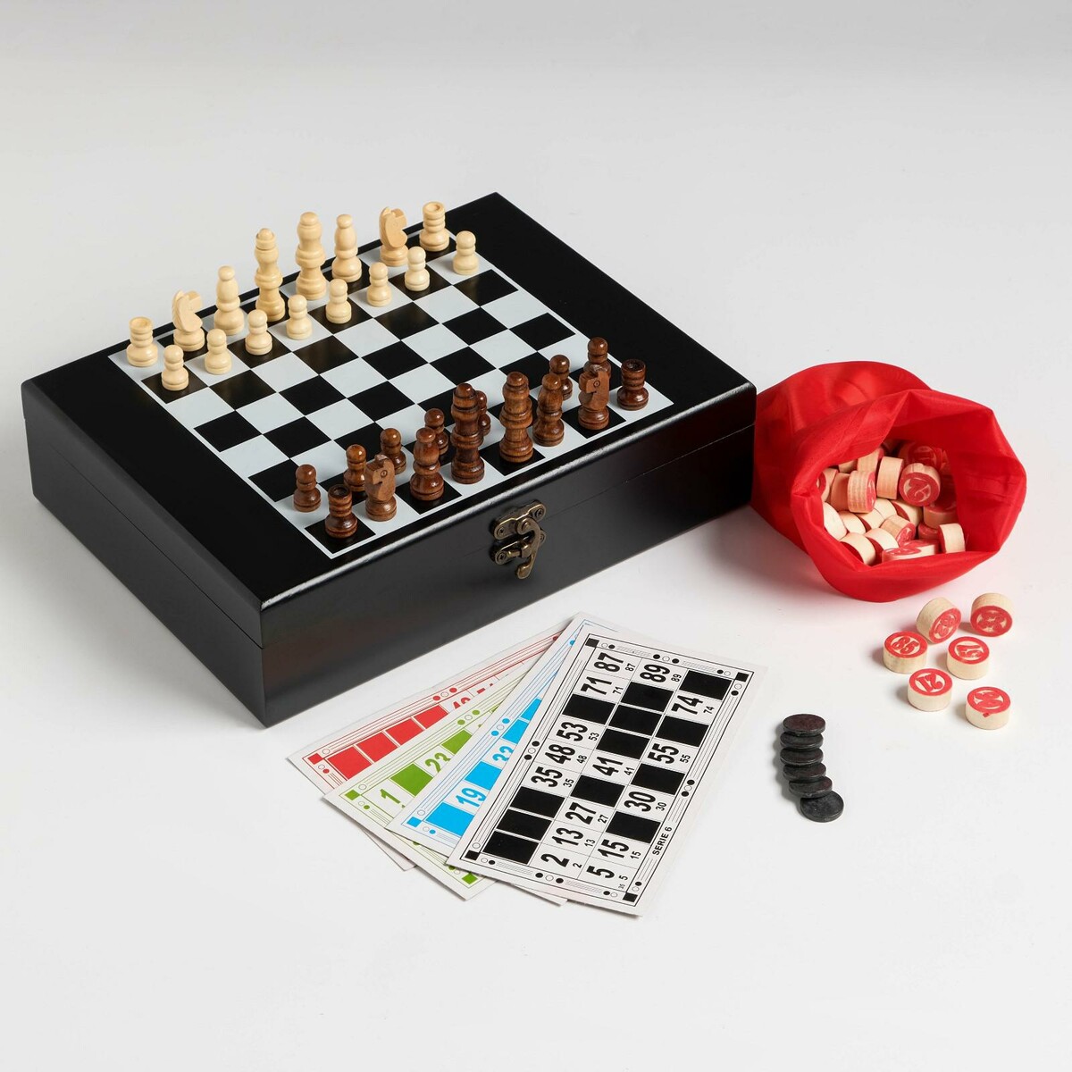 Набор 2 в 1: шахматы, лото, 22 х 27 см набор 4 в 1 шахматы домино 2 колоды карт 25 х 25 см
