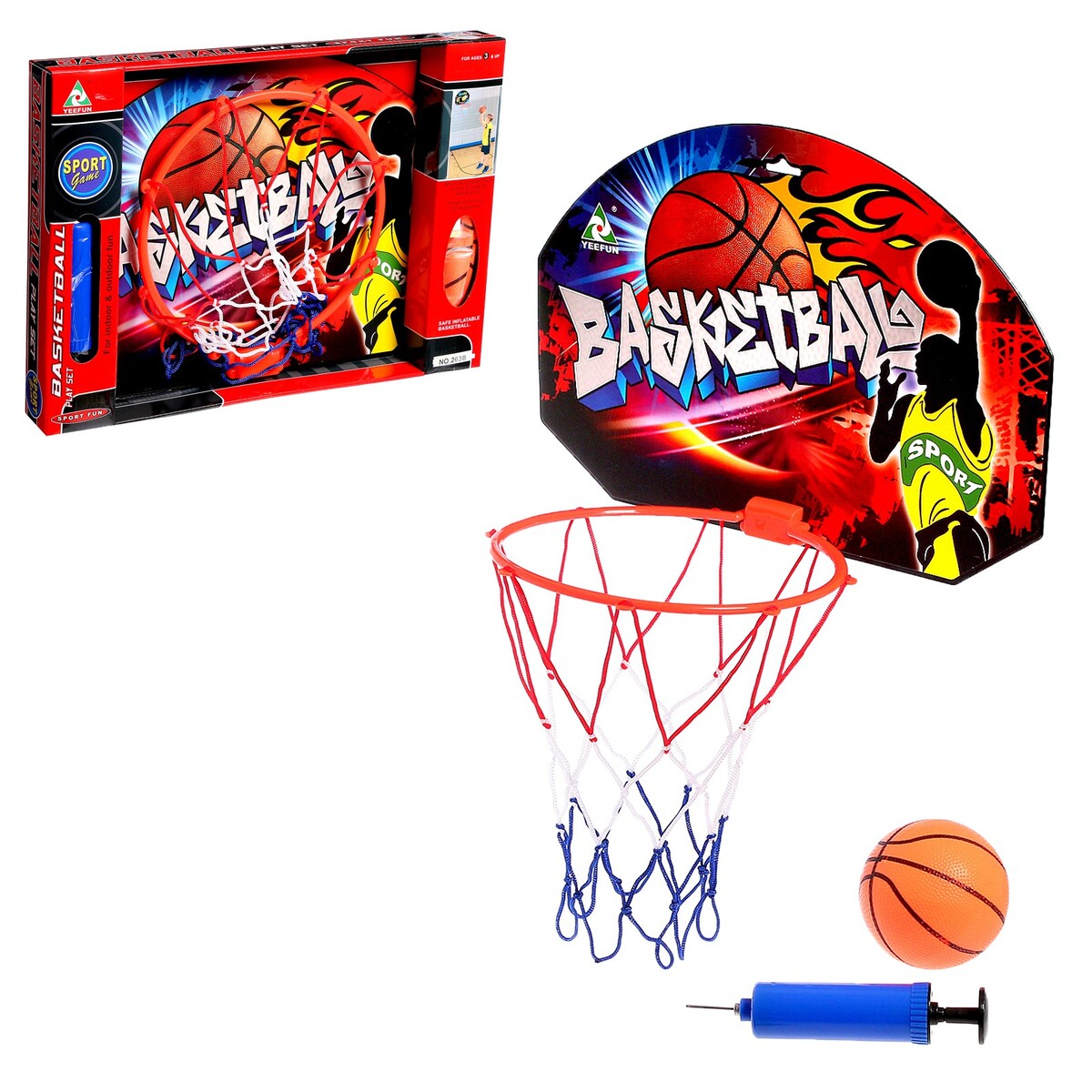 Баскетбольный набор kampfer щит баскетбольный с мячом и насосом bs01539