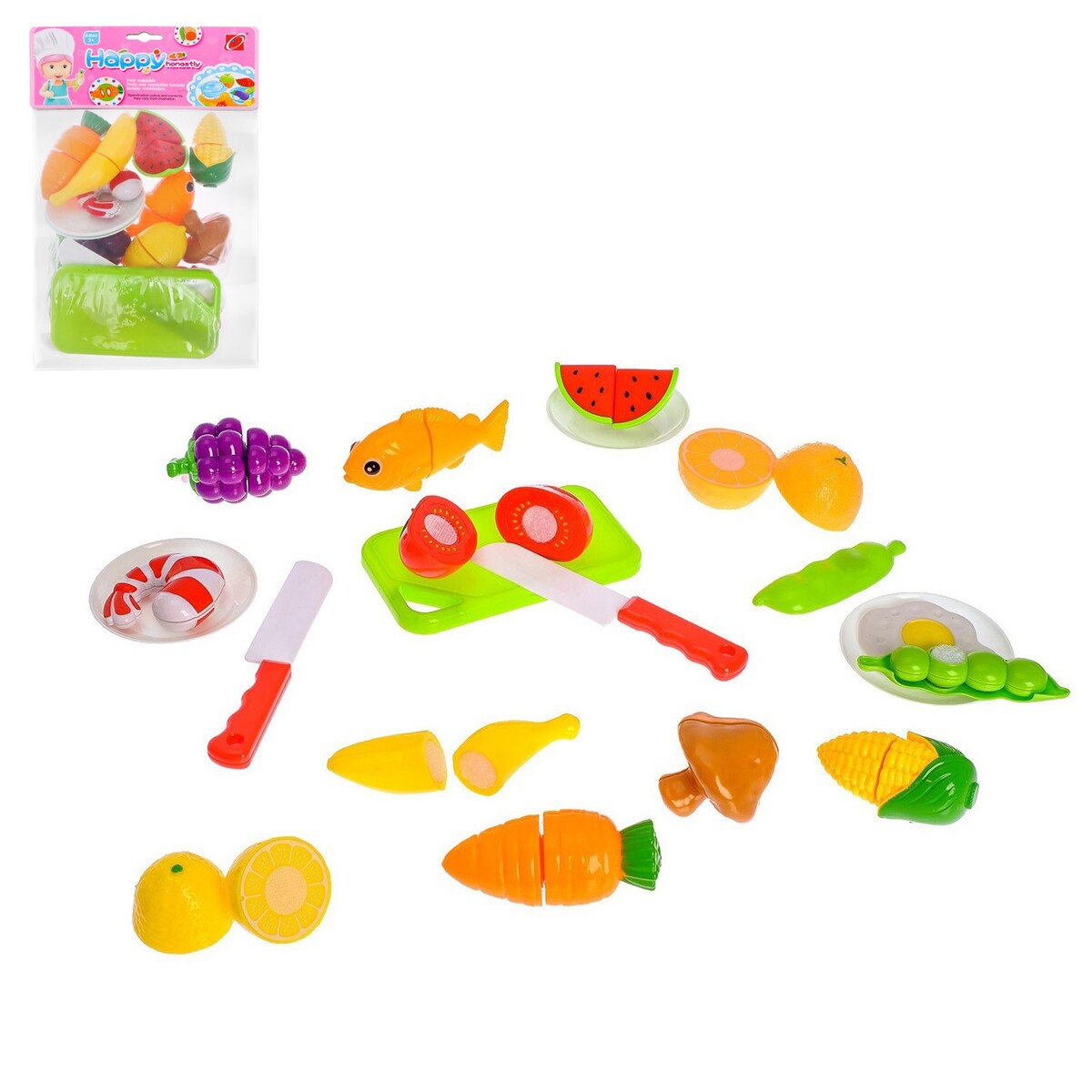 Набор продуктов для резки игровой набор tongde овощи и фрукты для резки на липучках 19 предметов 666 85