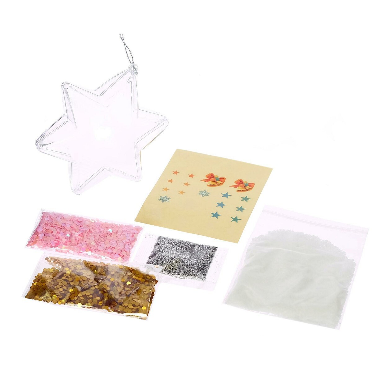 Набор для опытов новогодняя игрушка своими руками, звездочка, в пакете набор для творчества новогодняя шкатулка дед мороз со снегурочкой