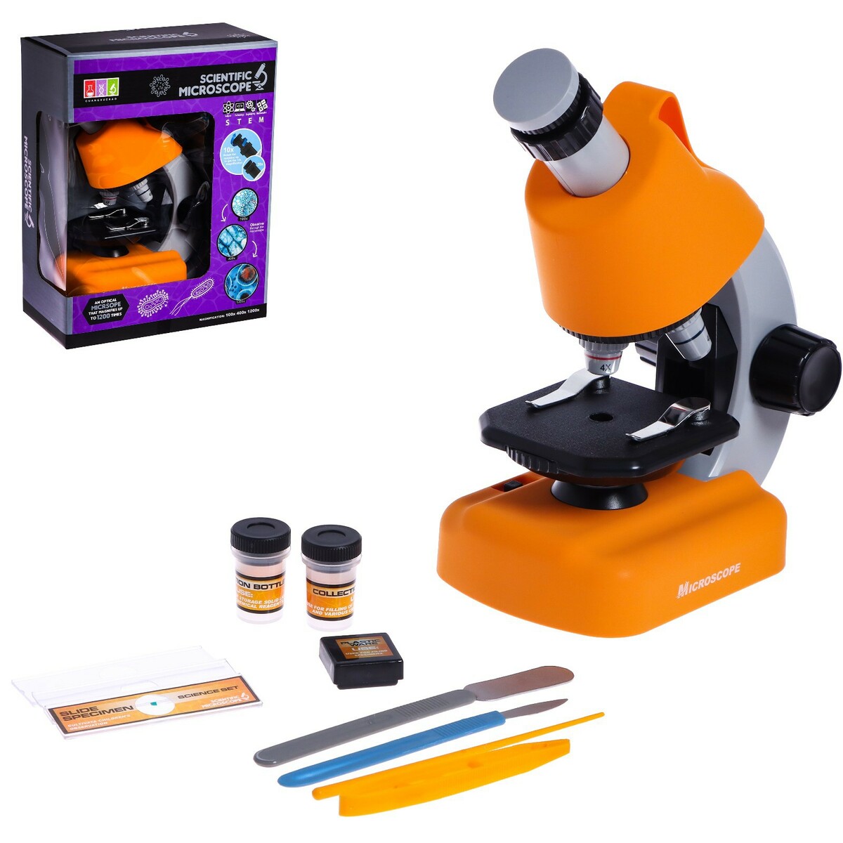 Микроскоп детский микроскоп детский 3 объектива фокусировка подсветка