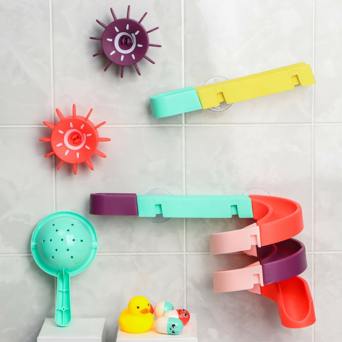 Игрушка водная горка для игры в ванной, конструктор, набор на присосках without игрушка для ванной жираф