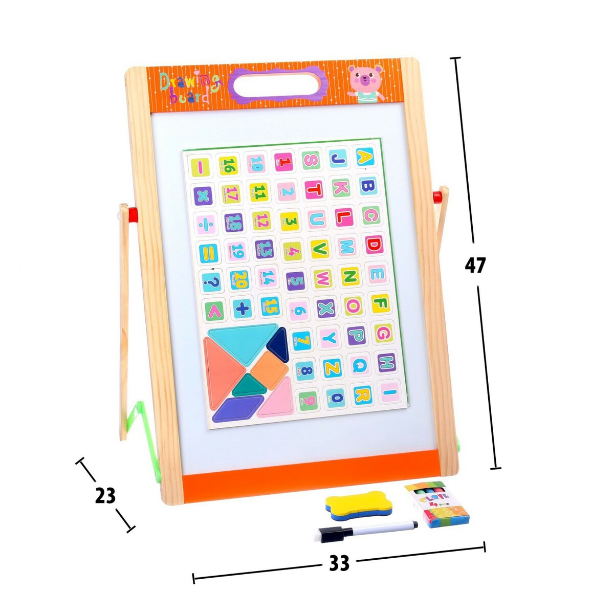 Детский развивающий набор доска магнитно меловая наша игрушка алфавит цифры пазлы маркер мелки стиратель