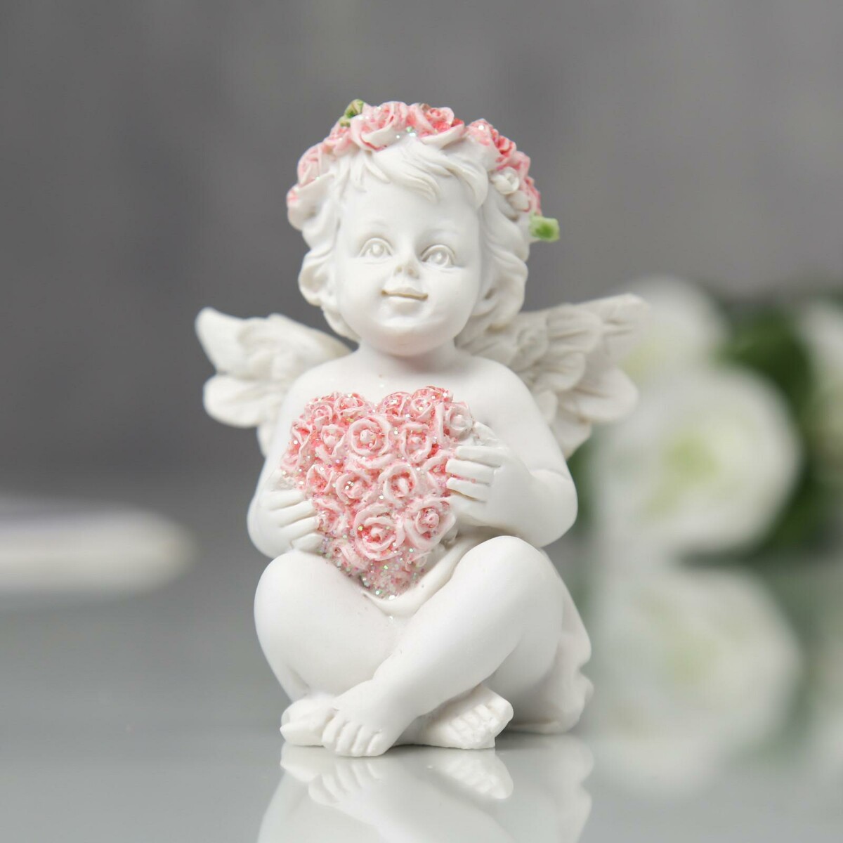 Фигурка полистоун фигурка полистоун ангел с букетом розовых роз микс 6 5х2 5х2 5 см