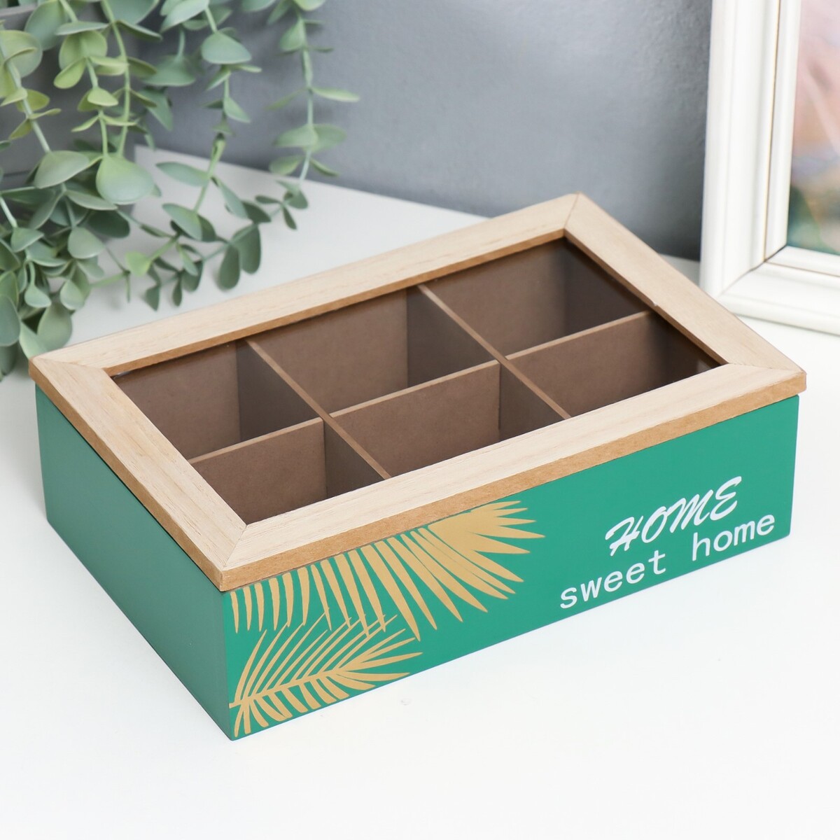 

Шкатулка дерево с делениями, Зеленый