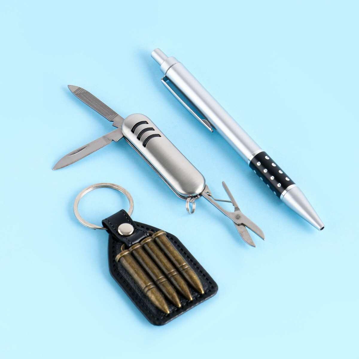 Набор подарочный 3в1 (ручка, нож швейцарский, брелок-патроны) набор подарочный 3в1 ручка нож швейцарский брелок патроны
