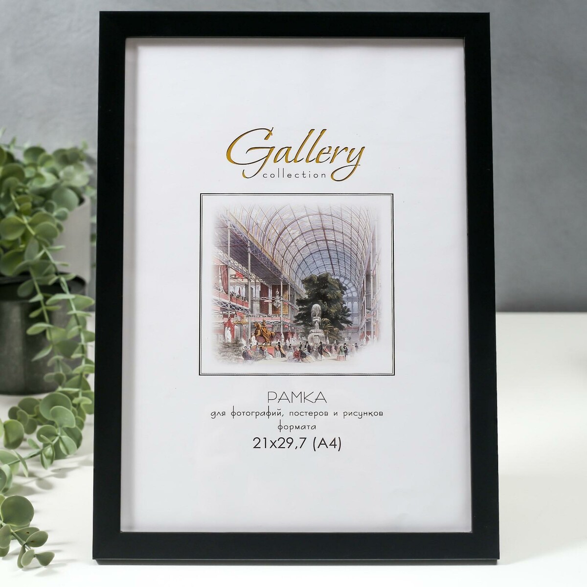 

Фоторамка пластик gallery 21х29,7 см, (a4) 641822, серебро (пластиковый экран) 7096332, Черный