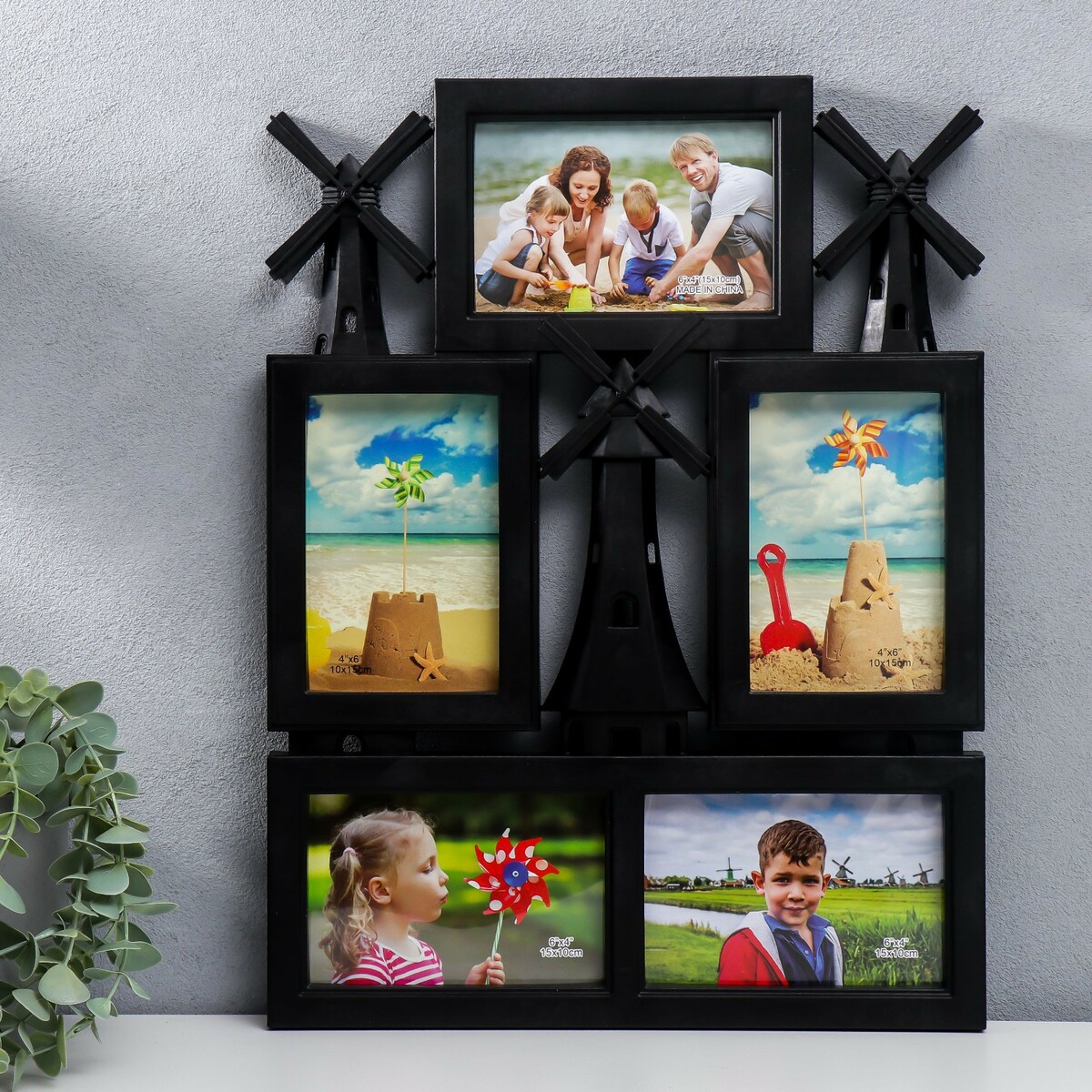 

Фоторамка пластик на 5 фото 10х15 см, Черный