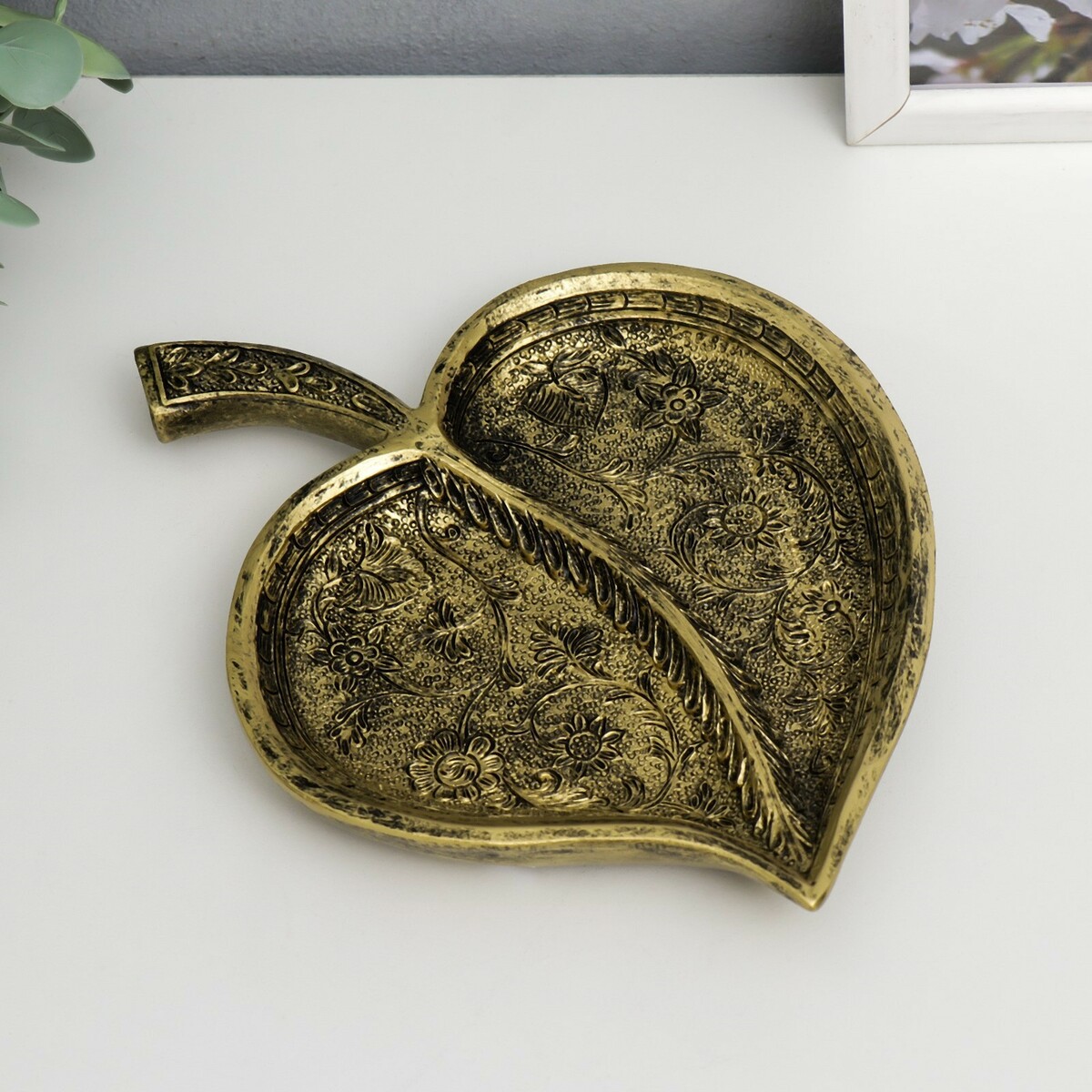 Тарелка декоративная полистоун тарелка декоративная полистоун листья золото 1 5х13х12 см