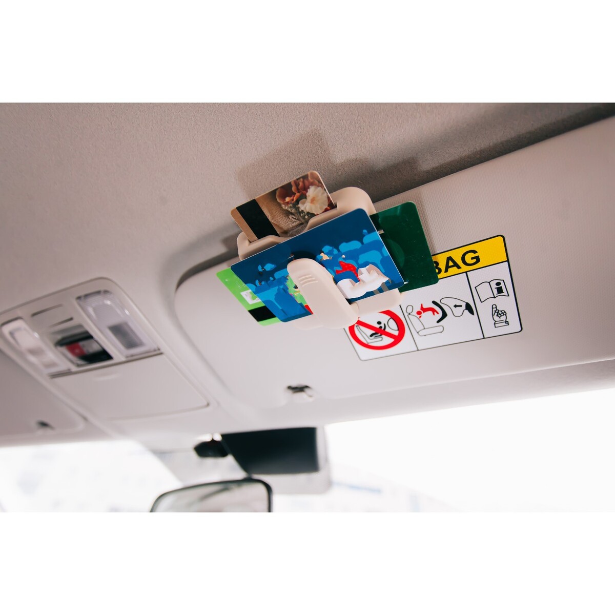Держатель очков и визиток на солнцезащитный козырек, бежевый аэрозоль солнцезащитный enjoy summer spf 35 150 мл