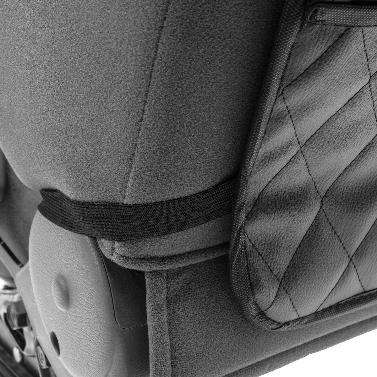 фото Накидка-незапинайка на спинку сиденья cartage, экокожа, с карманом, 60 х 40 см, серый