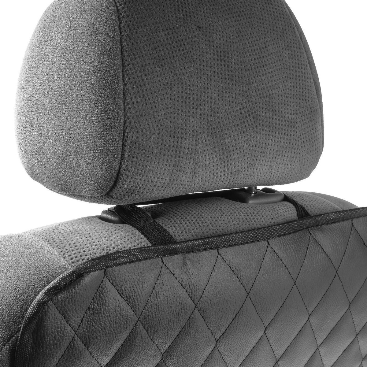 фото Накидка-незапинайка на спинку сиденья cartage, экокожа, с карманом, 60 х 40 см, черный