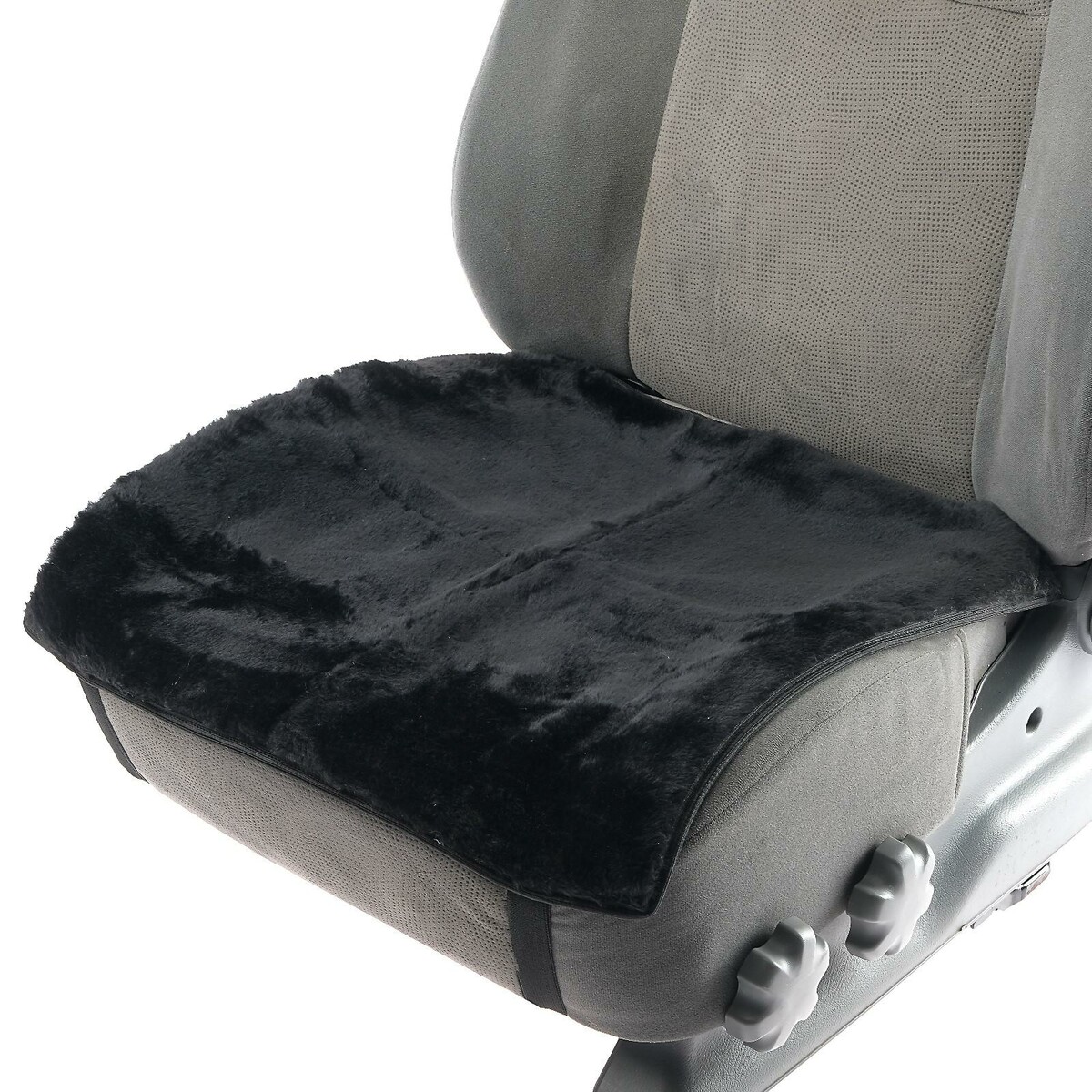 фото Накидка на переднее сиденье, натуральная шерсть, короткий ворс, черный no brand