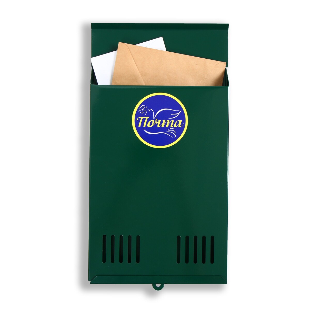 Ящик почтовый без замка (с петлей), вертикальный, зеленый ящик почтовый с замком вертикальный зеленый