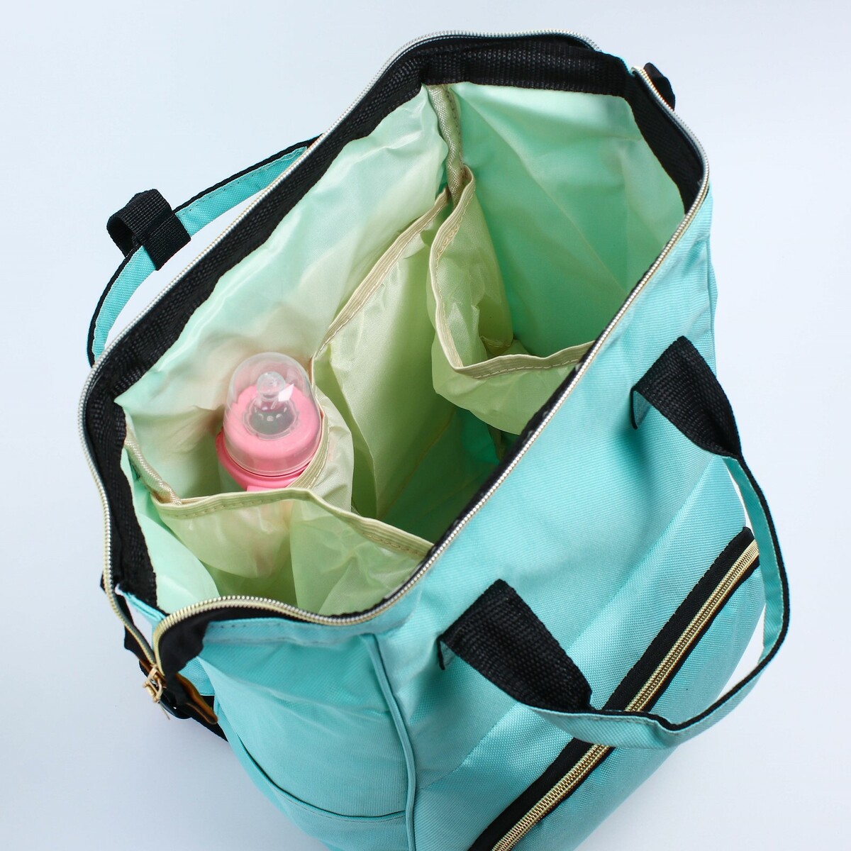 фото Рюкзак женский с термокарманом, термосумка - портфель, цвет бирюзовый no brand