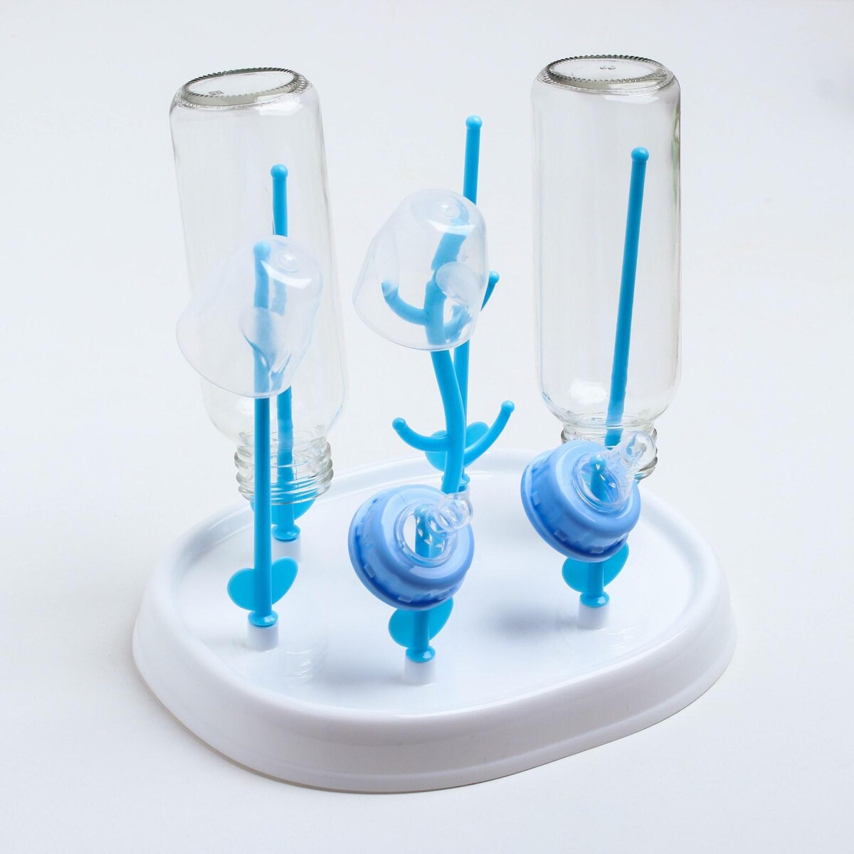 Сушилка для детских бутылочек, цвет белый/голубой uviton вертикальная сушилка для бутылочек