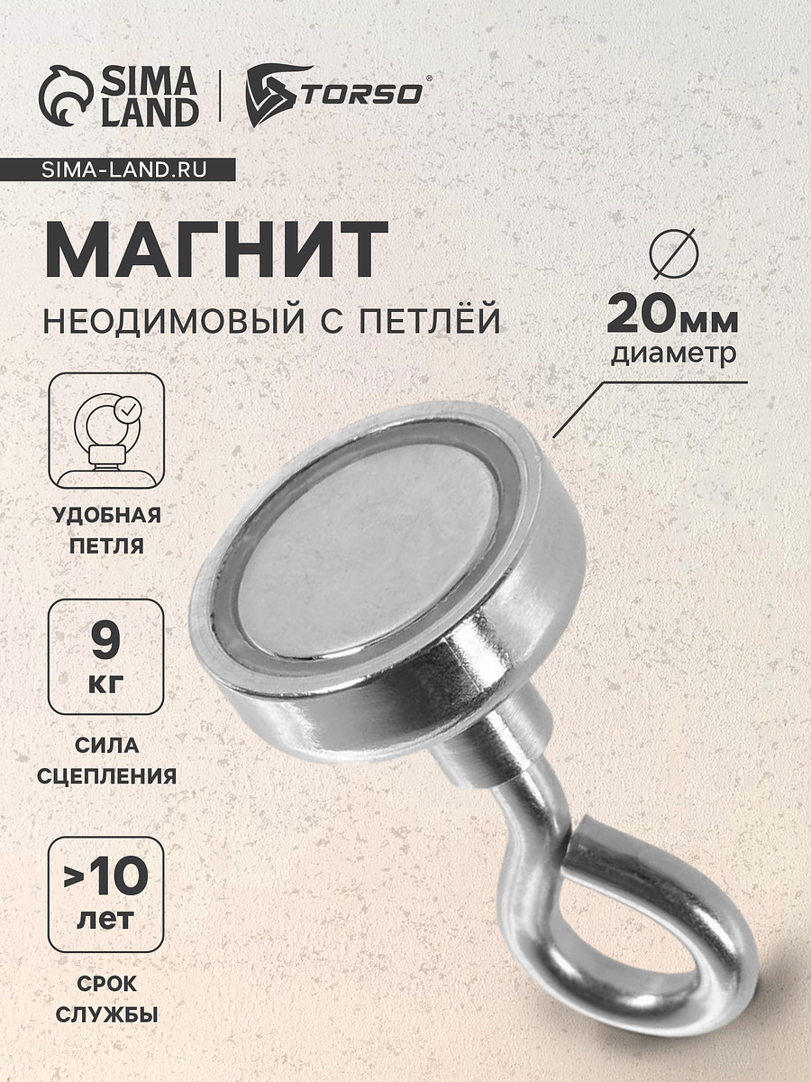 

Магнит неодимовый с петлей для авто, d=20 мм, сцепление 9 кг