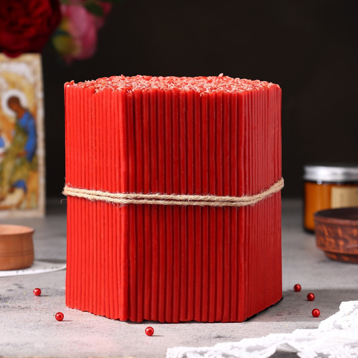 Свечи красные церковные №140, упаковка 2кг кассета свечей парафиновых для могильных подсвечников упаковка 12 штук