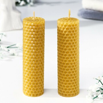Набор свечей из вощины медовых, 12 см, 2