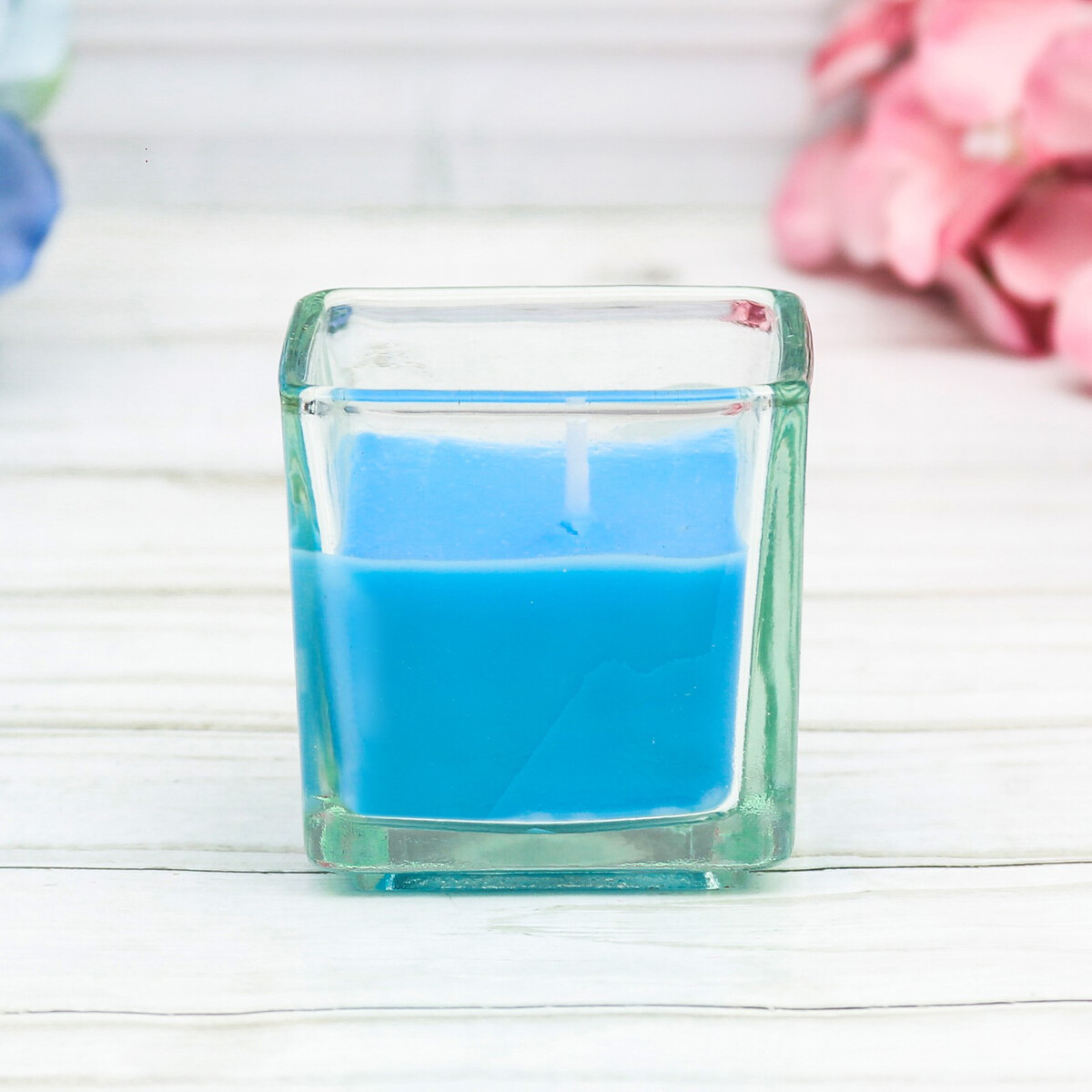 Свеча арома в квадратном стакане No brand, цвет голубой 0997754 - фото 2