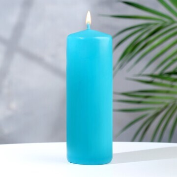 Свеча - цилиндр, 5х15 см, голубая лакиро