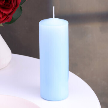 Свеча - цилиндр, 5х15 см, голубая лакиро